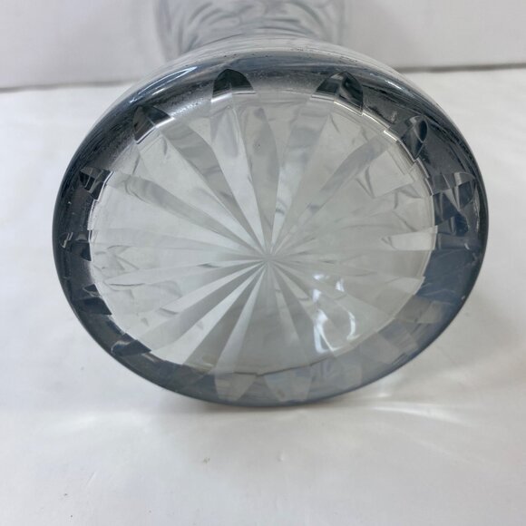 Clear Corset Cut Glass 12" Crystal Vase Floral Daisy Star Center Vintage - Picture 4 of 8